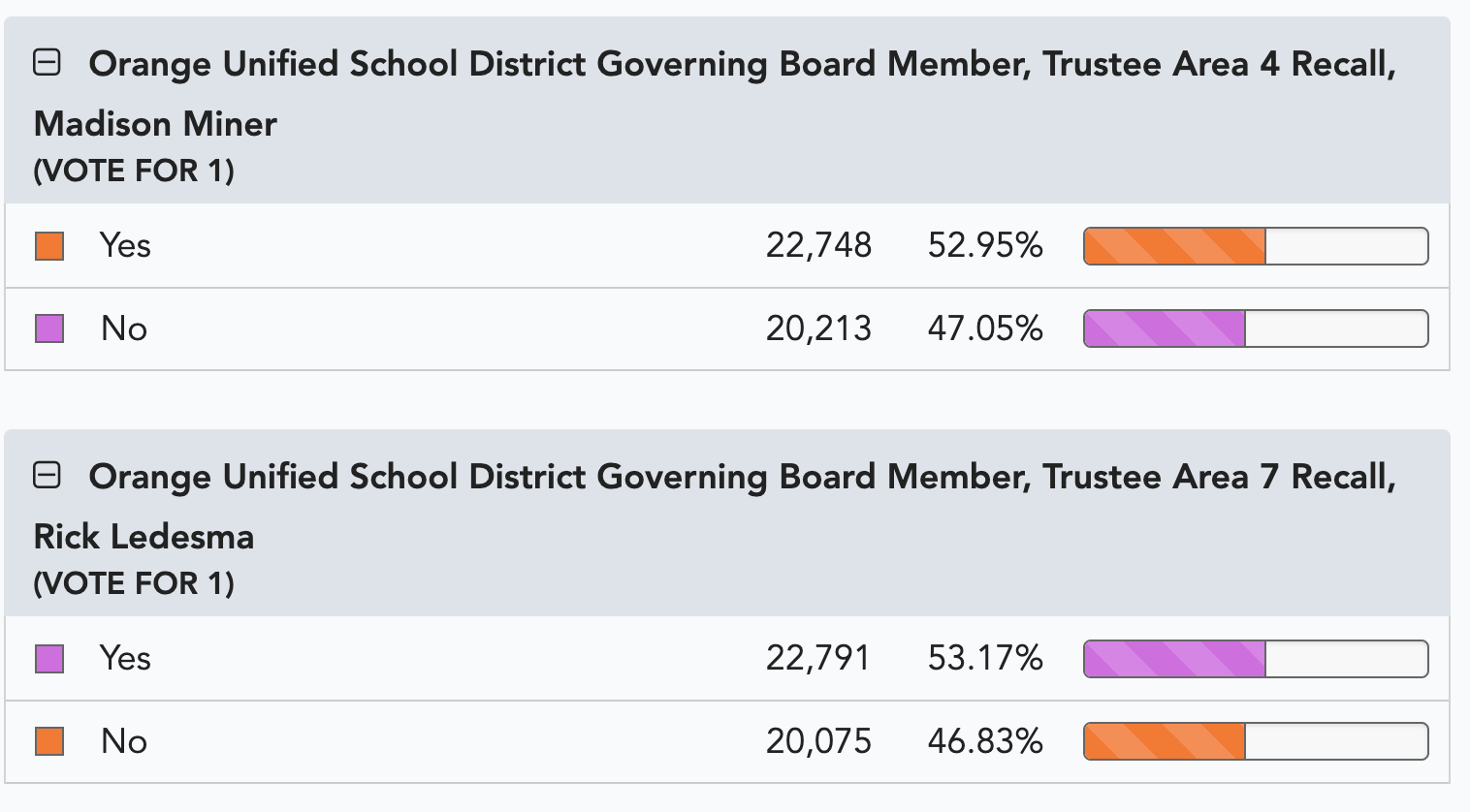 Preliminary Election Results