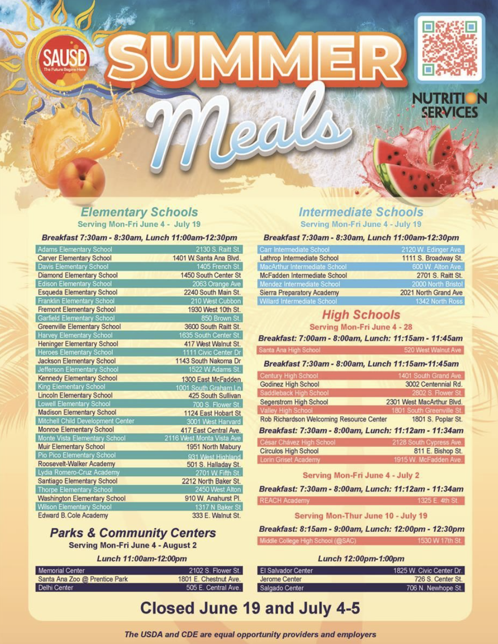 Students Offered Free Meals this Summer