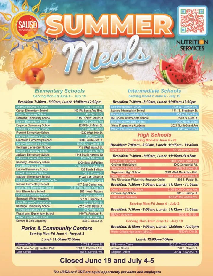 Students Offered Free Meals this Summer