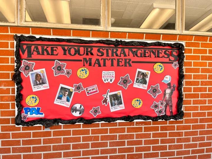 A display during this year's Kid Conference at Warner Middle School in Westminster encourages students to "Make Your Strangen