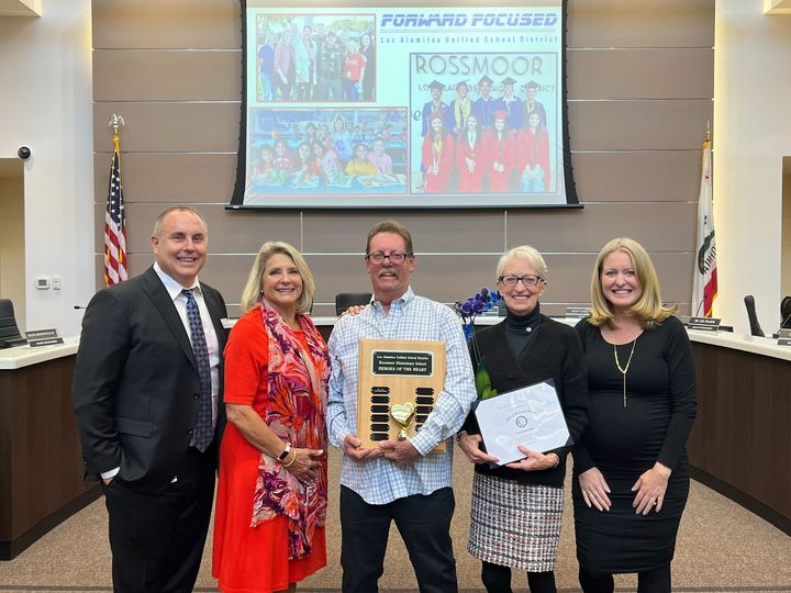 Rossmoor Elementary school crossing guard Tom Germscheid was given the 'Hero of the Heart' award at the Oct. 25 Los Alamitos