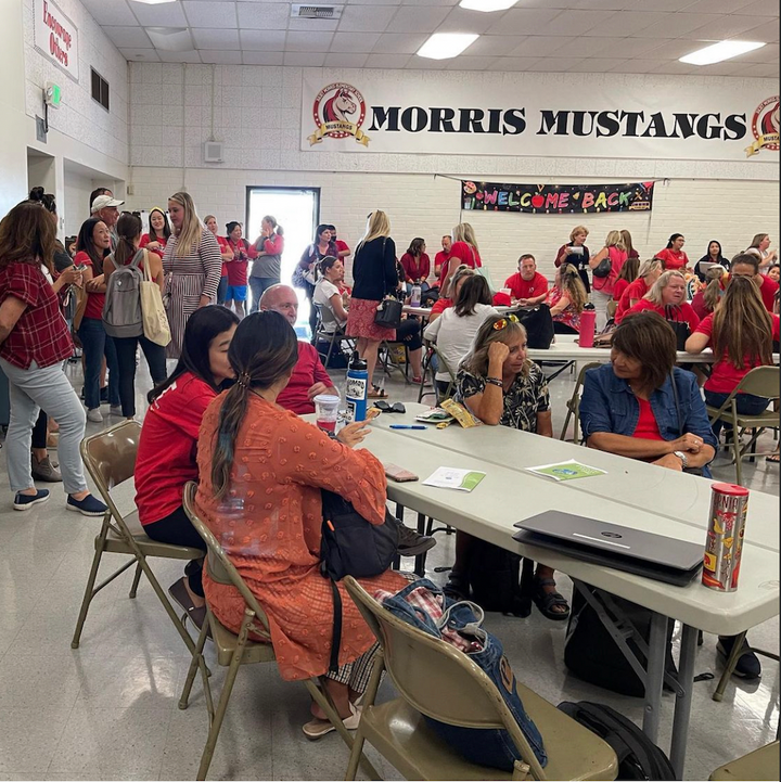 On Sept. 12, members of the Association of Cypress Teachers discuss the new agreement reached by the union and district that