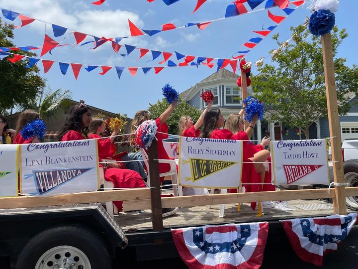 Seniors in the class of 2023 from Los Alamitos High School take part in the fourth annual Graduation Celebration Parade in Ro
