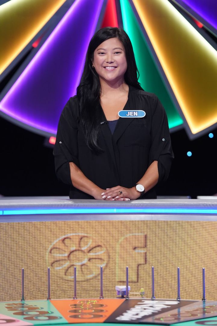 McAuliffe teacher Jen Hwang appears on Wheel of Fortune. Photo by Eric McCandless/Wheel of Fortune®/© 2022 Califon Production