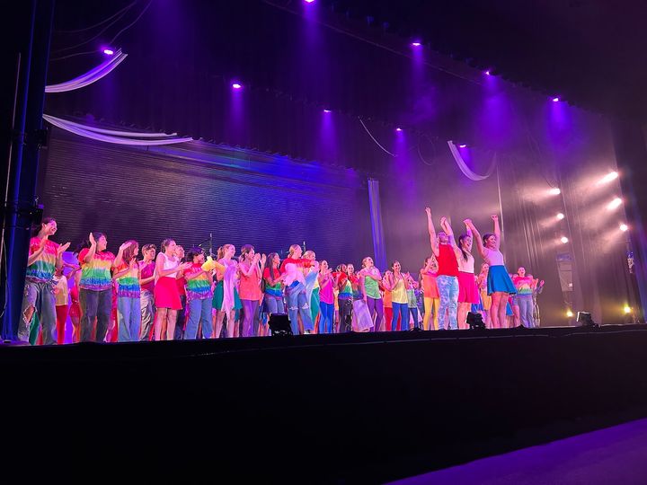 The cast of “The Night Council” takes a bow; leads Benny Nottonson, Allison Qu, and Fiona Sampson Farrell in front. Photo by