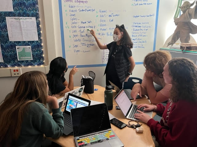 Students discuss story ideas in Lori Franzen's journalism class at Los Alamitos High School on Oct. 31. Photo courtesy of Lor