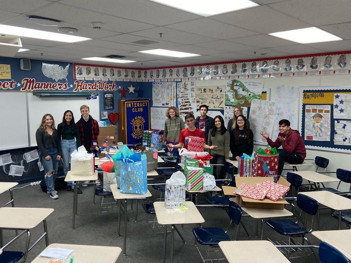 Students in the Los Alamitos High School Interact Club helped collect donations worth $40,000 to benefit local families in th