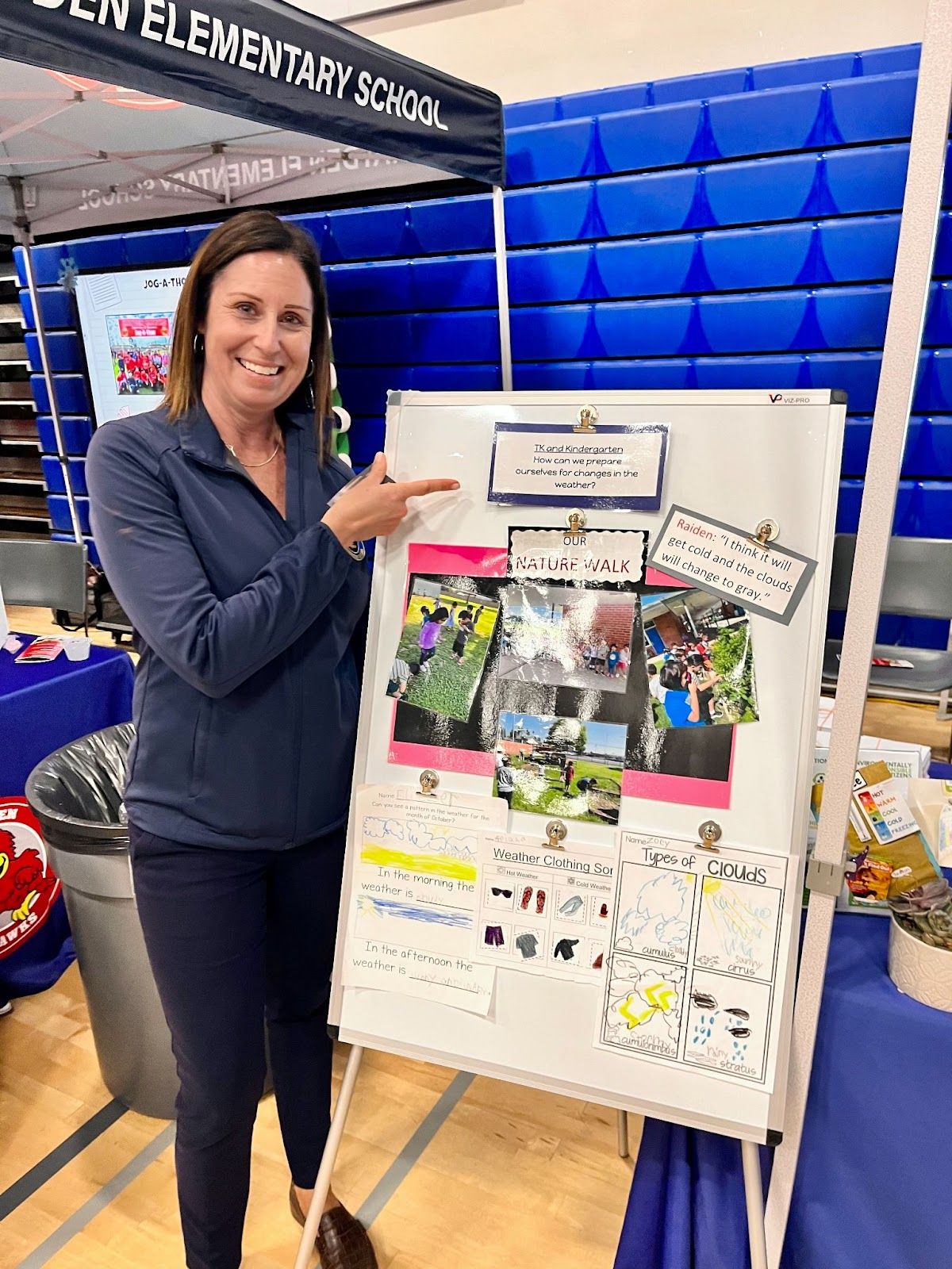 Fryberger Elementary School Principal Michelle Scheiber explains an environmental science project students at her campus took part in. Photo by Jeannette Andruss.