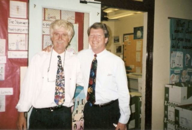 Undated photo of Chris Forehan and Rob Williams, Naomi Breedlove's late father, when the two men worked together in the Norwalk-La Mirada Unified School District. Courtesy photo.