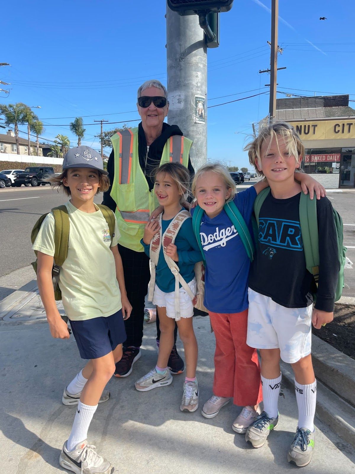 Camacho pictured with McGaugh Elementary students Theo Andruss, Isla Andruss, Airlie Stevens and Sebastian Stevens. Photo by Ashley Stevens.