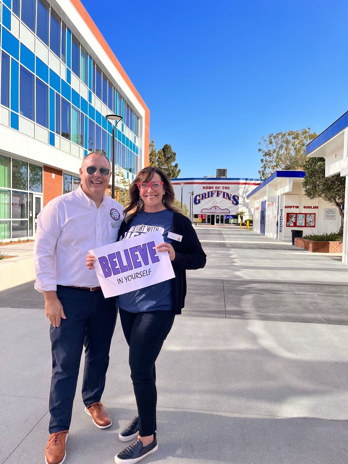 Los Alamitos USD Supt. Dr. Andrew Pulver and LAHS Principal Christiana Kraus at the high school on August 15. Photo by Jeannette Andruss