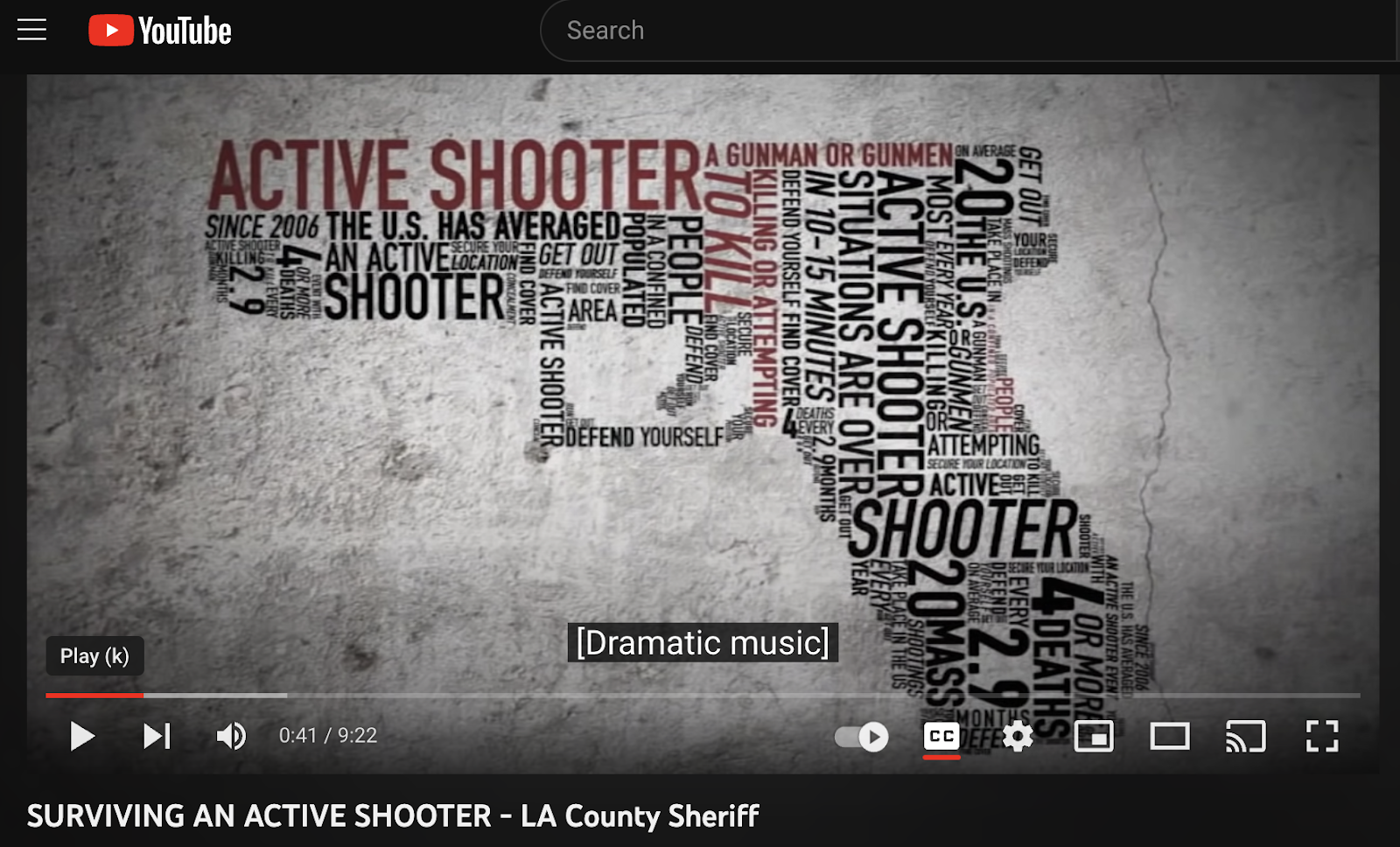 A video produced by the Los Angeles County Sheriff's Department details the 'Run, Hide, Fight' response in different active shooter scenarios. WARNING: Video is graphic and depicts gun violence.