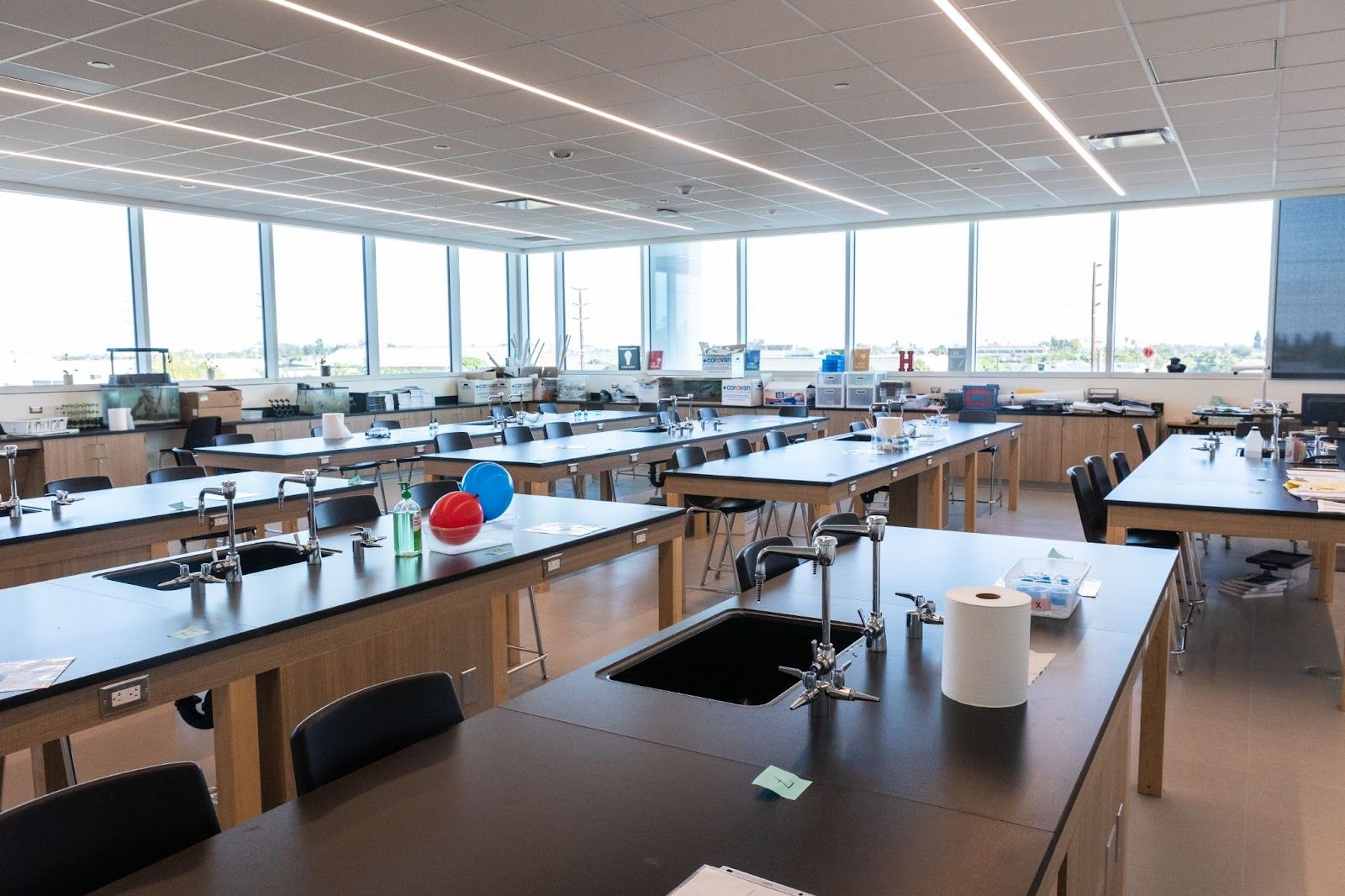 A lab inside the new STEM building at Los Alamitos High School. Photo by Andrew Ficke.