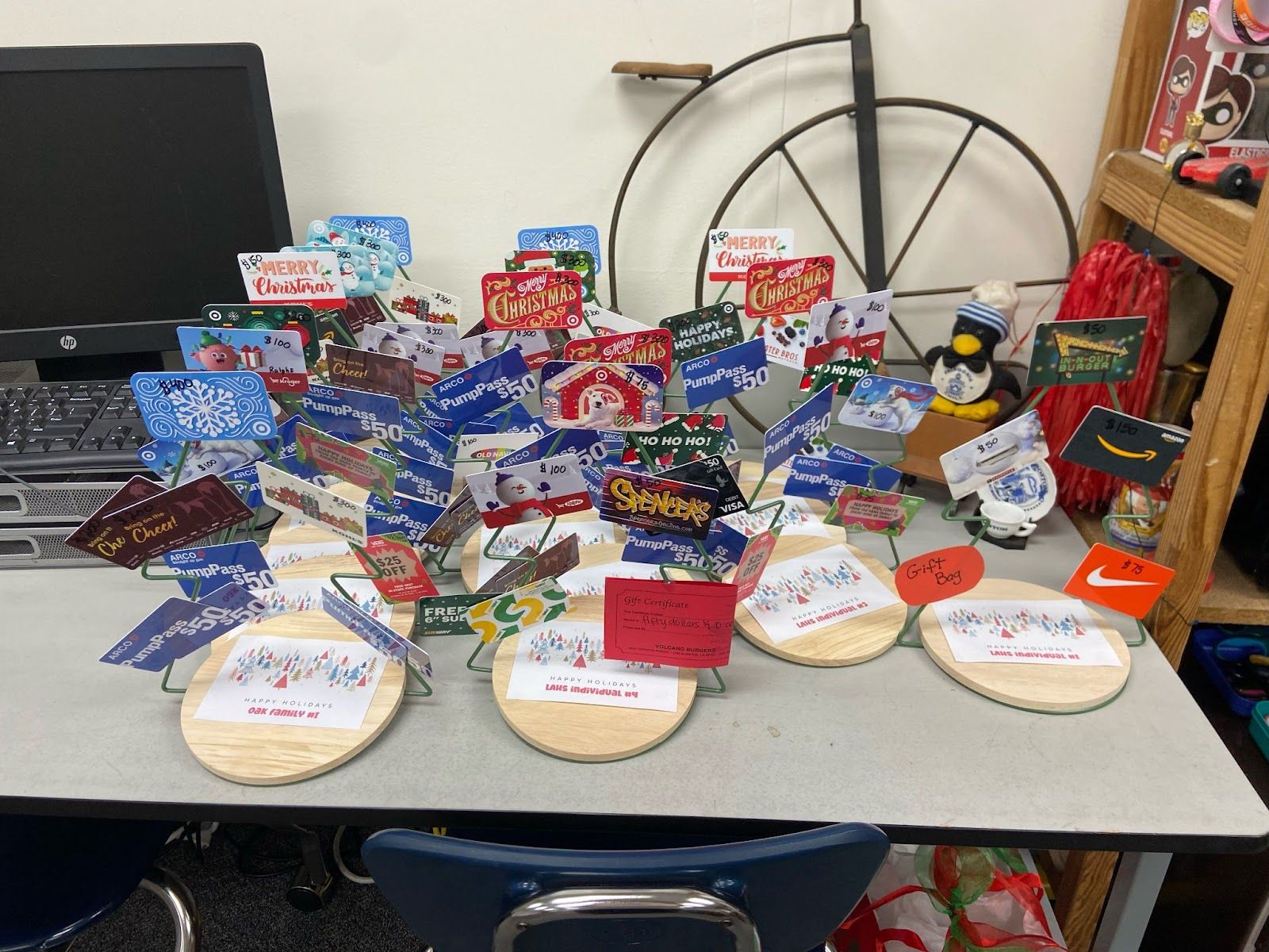 Gift cards purchased with donations from the Los Alamitos High School Interact Club’s annual Holiday Giving Drive will benefit local families in the Los Alamitos Unified School District and at Casa Youth Shelter. Photo courtesy of Pauline Grimshaw.